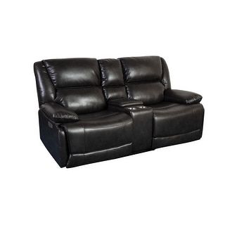 Porter Designs Ennis Transitional Faux Leather Power Reclining Console ... with Porter Designs Ennis Reclining Sofa - Black