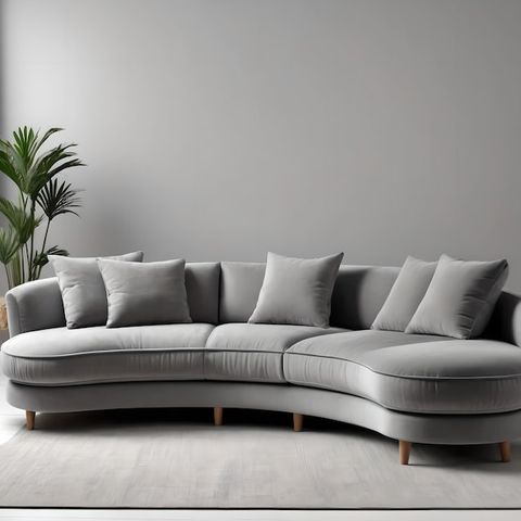 Premium Photo | Curved Grey Sofa with regard to Exploring the Versatility of Ingmar Channel Curved Sofa in Different Room Settings