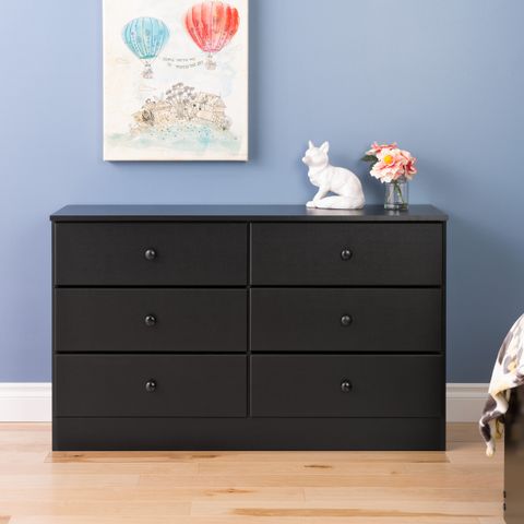 Prepac Astrid 6-Drawer Dresser, Black with The Art of Choosing the Right 6 Drawer Dresser W58 x D16 x H36 for Your Room