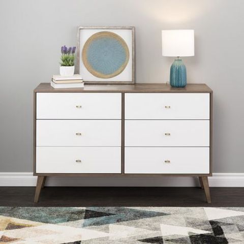 Prepac Milo Mid Century Modern 6-Drawer Dresser, Drifted Gray And White ... in Finding the Perfect Mid-Century Dresser A Guide to Drifted Gray and 6 Drawers