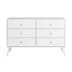 Prepac Milo Mid Century Modern 6-Drawer Drifted Gray/White Dresser 33 ... for Mid-Century Modern Dresser, 6-Drawer, Drifted Gray