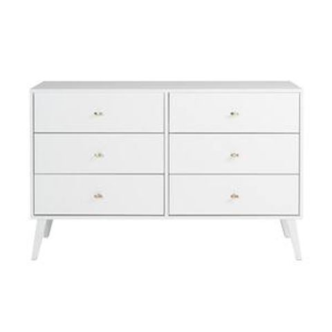 Prepac Milo Mid Century Modern 6-Drawer Drifted Gray/White Dresser 33 ... for Mid-Century Modern Dresser, 6-Drawer, Drifted Gray