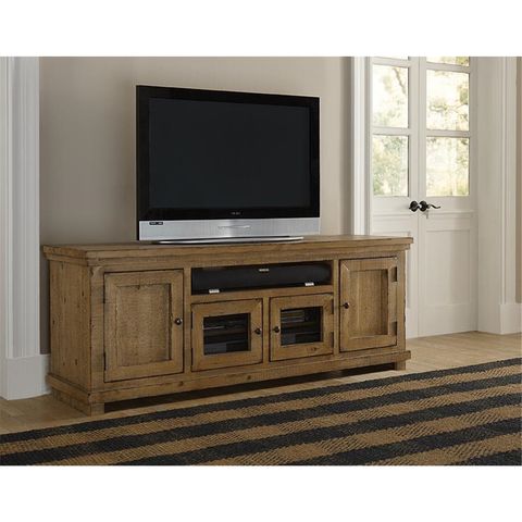 Progressive Furniture Willow 74" Wood Tv Stand In Distressed Pine Tan ... within The Sachin TV Stand A Deep Dive into Engineered Wood Durability