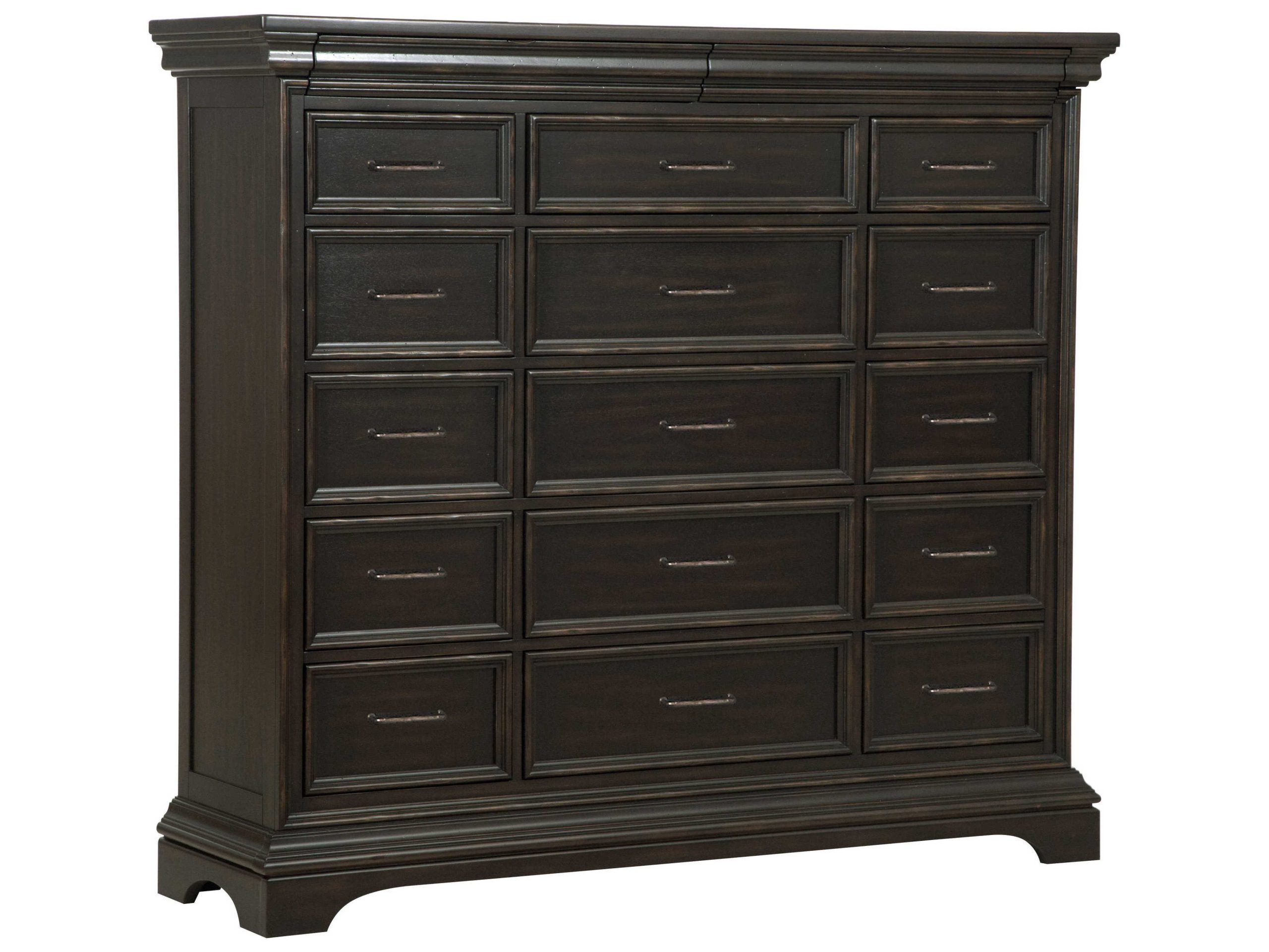 Pulaski Caldwell 17-Drawers Brown Acacia Wood Accent Chest | Pup012127 throughout Pulaski Caldwell Dresser, Dark Wood