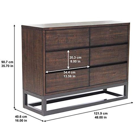 Pulaski Home Comfort Rustic Industrial Six Drawer Dresser, 48" X 16" X ... intended for 6 Drawer Dresser W58 X D16 X H36