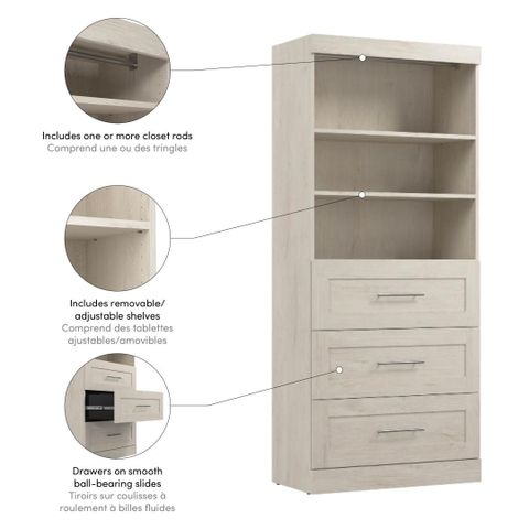 Pur 36W Closet Organizer With Drawers | Bestar inside A Deep Dive into the Bestar Pur 3 Drawer Set for Closet Organization