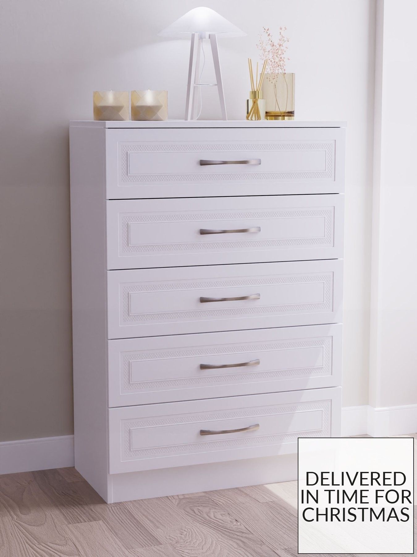 Ready Assembled White Chest Of Drawers | Very.co.uk with Washington 5 Drawer Dresser With Metal Handles, White/ Light Oak