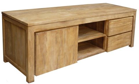 Recycled Teak Wood Solo Media Center, 2 Drawer 1 Cabinet | Media Center ... within Recycled Teak Wood Solo Media Center, 2 Drawer And 1 Cabinet