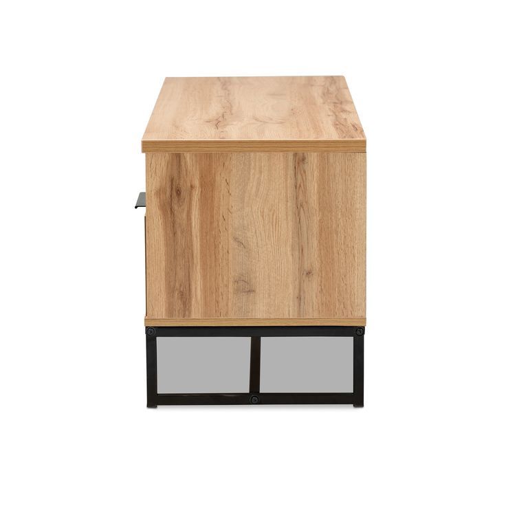 Reid Modern And Contemporary Industrial Oak Finished Wood And Black ... throughout Modern And Contemporary Oak Brown Finished Wood 1-Drawer Tv Stand