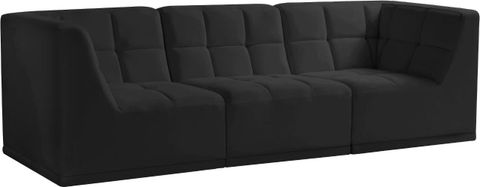 Relax Velvet 3 Piece Modular Sofa In Black By Meridian | 1Stopbedrooms within Your Guide to Maximizing Space with the Alina Modular Sofa System