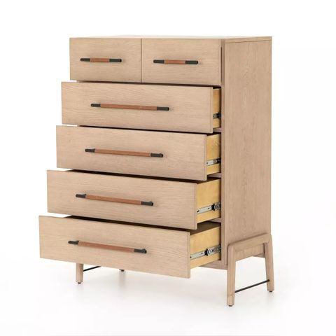 Rosedale 6 Drawer Tall Dresser Yucca Oak Veneer Four Hands intended for Rosedale 6 Drawer Dresser, Yucca Oak Veneer