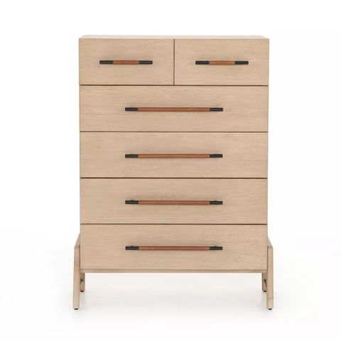 Rosedale 6 Drawer Tall Dresser Yucca Oak Veneer Four Hands with regard to Exploring the timeless appeal of Yucca Oak veneer in Rosedale furniture design