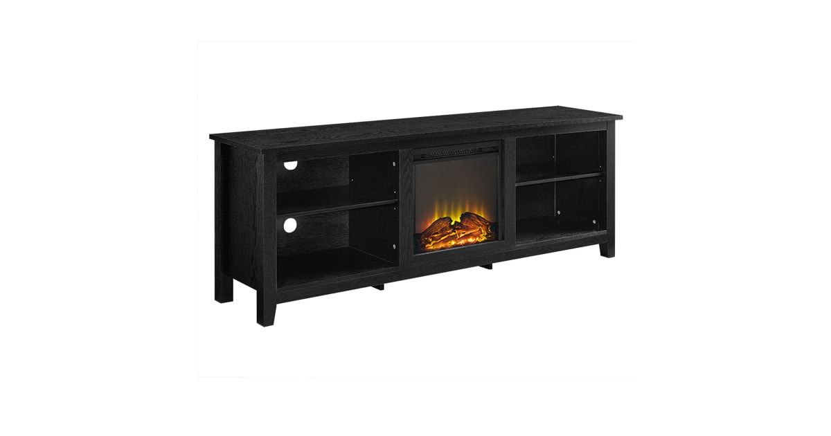 Roseto Weif94430Bk Contemporary 70&quot; Wide Open Concept Tv Stand With ... with regard to Roseto Weif10039 70&quot;W Contemporary Open Shelf Tv Stand Media - Black