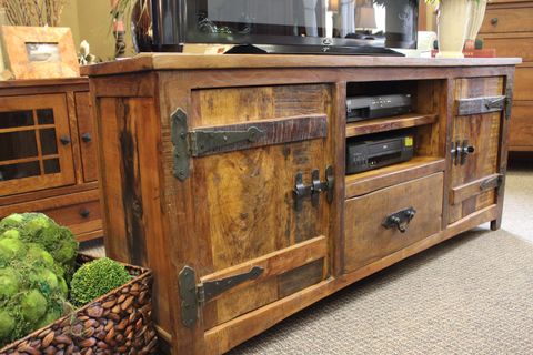 Rustic Industrial Weathered Barn Board Entertainment Center Tv Stand ... in Furniture Of America Krella Wood Rustic 62-Inch Tv Stand In Reclaimed Oak