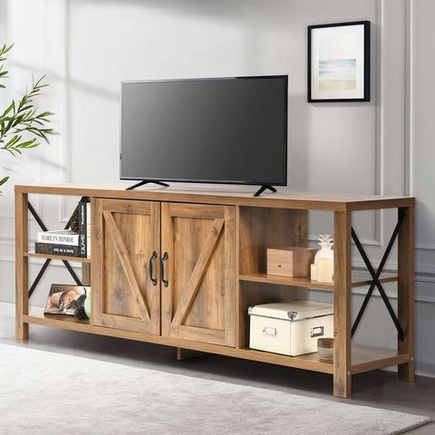 Rustic Oak Farmhouse Tv Stand At Karen Medina Blog inside Modern Rustic Oak Finished 1-Door Wood Tv Stand