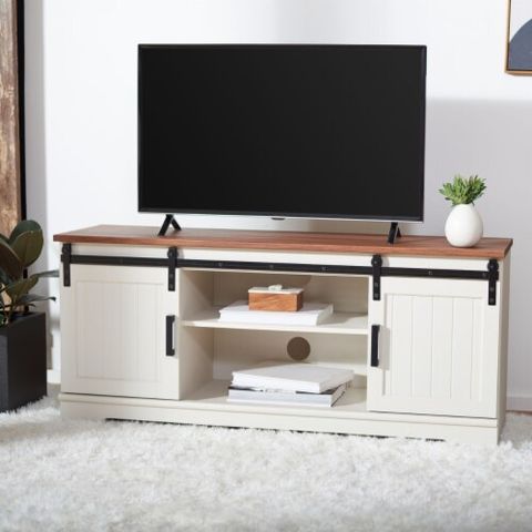 Safavieh Braelynn 2-Shelf 2-Door Media Stand White Washed / Walnut, 1 ... with Safavieh Aino 2 Door Media Stand, Walnut/Natural