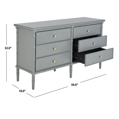 Safavieh Couture Mina 6 Drawer Double Dresser & Reviews | Perigold within Safavieh Couture Raina 6 Drawer Dresser, Grey/Silver
