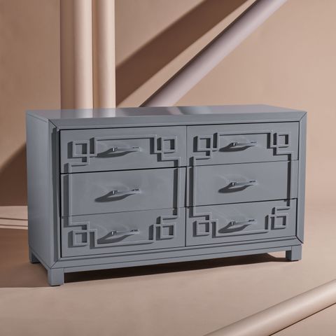 Safavieh Couture Raina Glam 6-Drawer Dresser, Grey/Silver - Walmart.com inside Safavieh Couture Raina 6 Drawer Dresser, Grey/Silver