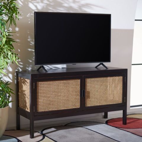 Safavieh Karel 2-Door Media Stand Black / Natural Cane, 1 Unit - King ... with regard to Safavieh Aino 2 Door Media Stand, Walnut/Natural