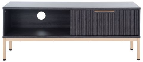 Safavieh Lylia 1 Door Media Stand, Distressed Black/Gold Legs/Gold ... pertaining to Safavieh Theon 2 Drawer Media Stand, Black