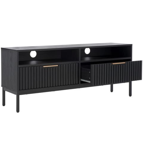 Safavieh Lylia 2 Drawer 2 Shelf Media Stand, Black/Black Legs/Gold ... intended for Safavieh Lylia 1 Door Media Stand, Distressed Black/Gold