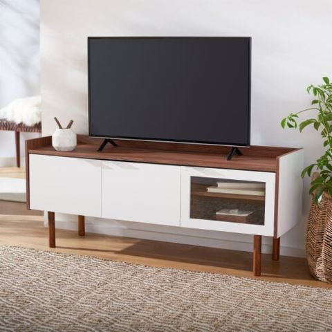 Safavieh Safiya 2-Shelf Media Stand Walnut / White, 1 Unit - Kroger within How to Choose the Right Media Stand for Your Living Room Setup