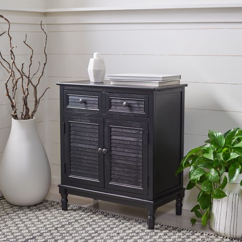 Safavieh Tate 2-Drawer 2-Door Sideboard Black - Walmart.com within Safavieh Cielle 2 Door Media Stand, Distressed Black/Natural