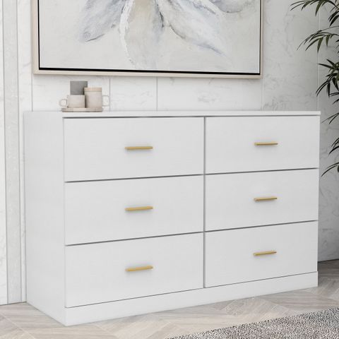 Sesslife Modern White 6-Drawer Dresser For Bedroom, Ample Storage Wide ... with regard to Maximizing Storage with a 6 Drawer White Dresser Configuration