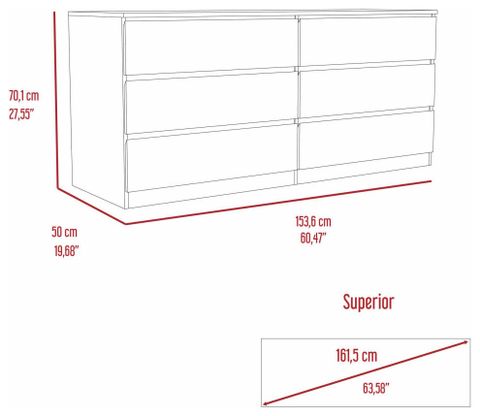 Seul 6 Drawer Double Dresser - Modern - Dressers - By Fm Furniture Llc ... intended for Fm Furniture Seul Modern Minimal Six Drawer Double Dresser With Superior Top