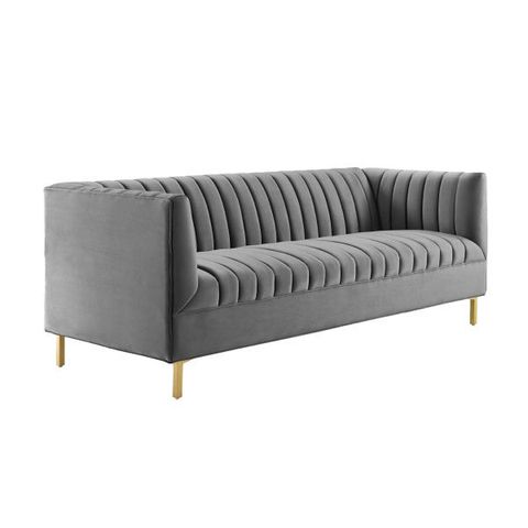 Shift Channel Tufted Performance Velvet Sofa Gray By Modway | Velvet ... for The Modway Marchesa Sofa A Luxurious Yet Practical Choice for Modern Homes