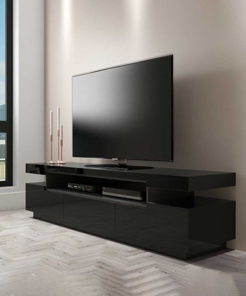 Shop Harlow Large Black Gloss Tv Unit With Storage in The LIDO 4 TV Set Black/Black Gloss Connecting Your Home Entertainment Experience