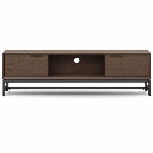 Simpli Home Banting 72 Inch Low Tv Stand Solid Rubberwood Mid Century ... inside Banting Mid Century 72 Inch Wide Tv Stand
