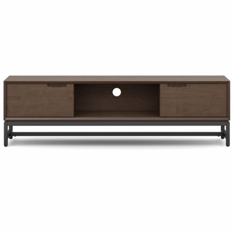 Simpli Home Banting 72 Inch Low Tv Stand Solid Rubberwood Mid Century ... inside Banting Mid Century 72 Inch Wide Tv Stand