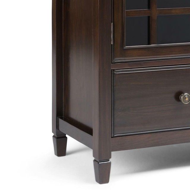Simpli Home Connaught Storage Cabinet Tall Dark Chestnut Brown For Sale ... throughout Connaught Solid Wood Tall Tv Stand, Dark Chestnut Brown For Tvs Up To 60&quot;