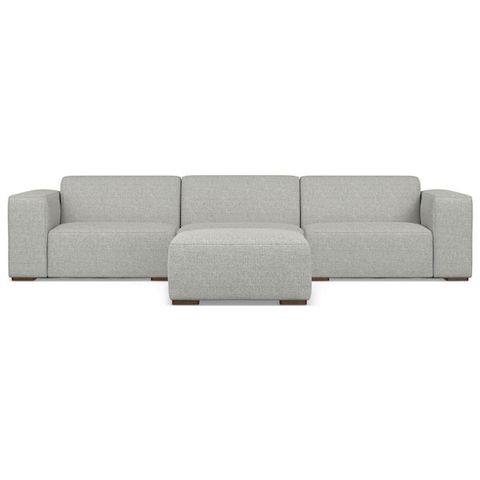 Simpli Home Rex 3-Seater Modular Sofa And Ottoman Set In Tightly Woven ... pertaining to Jasmine 3-Seater Modular Sofa In Performance Fabric, Cloud Gray