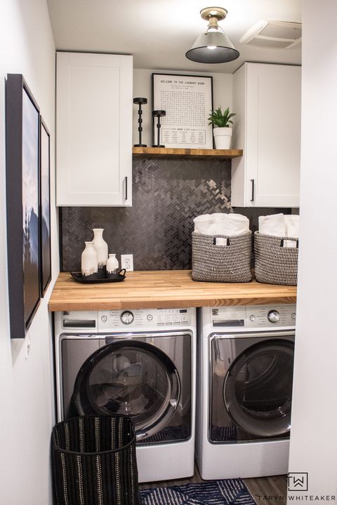 Small Laundry Room Makeover - Taryn Whiteaker Designs with regard to Guest Picks: Laundry Room Mini Makeover