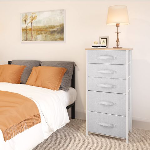 Snapklik.com : Tall 5 Drawer Dresser - Fabric Storage Tower, Organizer ... for How to choose the right dresser with pull-out bins