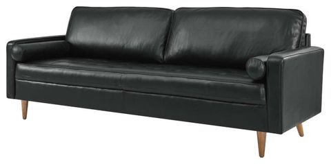 Sofa Couch, Black, Leather, Mid Century Lounge - Midcentury - Sofas ... in How to Incorporate a Statement Black Leather Couch into Your Contemporary Living Space