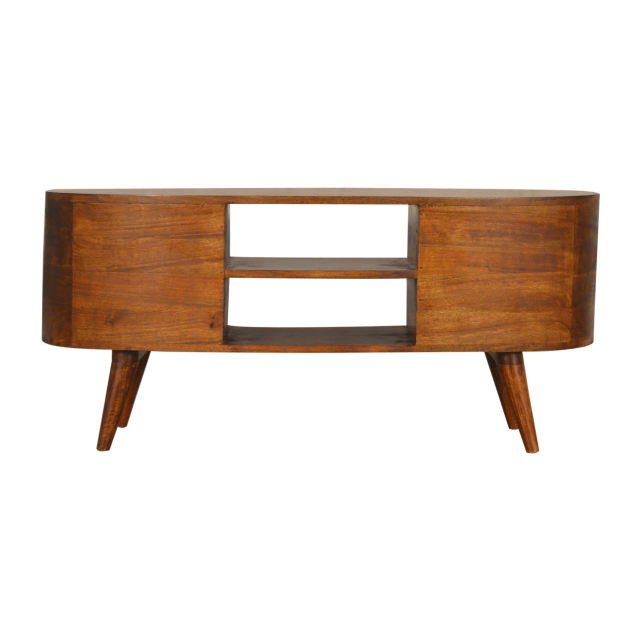 Solid Chestnut Finished Mango Wood Scandinavian Style 4 Drawer 2 Slot ... for Media Unit Elevated Chestnut Solid Mango Wood Artisan Furniture