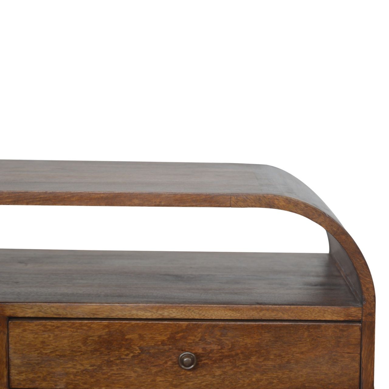 Solid Mango Wood Chestnut Finished Circular Media Unit - Mango Wood ... inside Elevated Chestnut Mango Wood Media Units Crafting Your Perfect Living Space