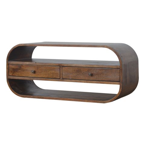 Solid Mango Wood Chestnut Finished Circular Media Unit - Mango Wood ... with Elevated Chestnut Mango Wood Media Units Crafting Your Perfect Living Space