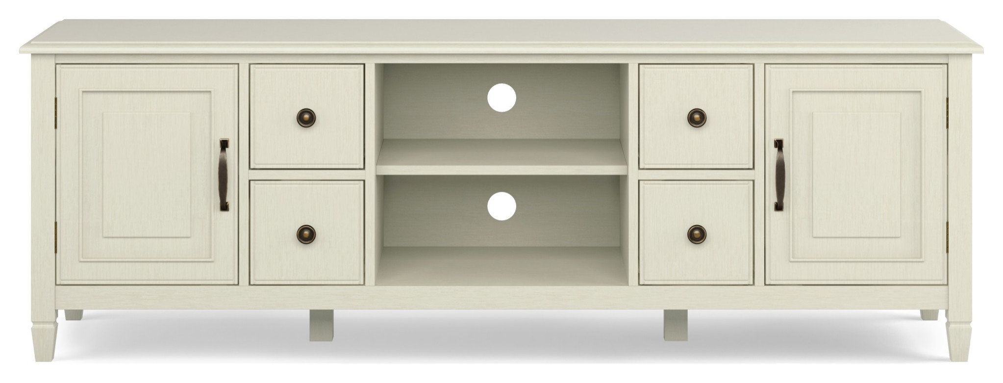 Solid Wood 72&quot; Wide Tv Stand, Antique White For Tvs Up To 80 ... for Creating a Cozy Living Room with the Amherst 54-inch TV Stand