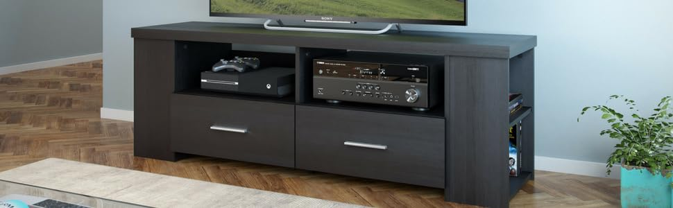 Sonax B-101-Rbt Bromley 60-Inch Tv/Component Bench In Ravenwood Black ... in Fiji 60&quot; Tv Component Bench, Ravenwood Black