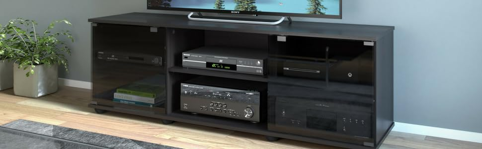 Sonax Fb-2600 Fiji 60-Inch Tv/Component Bench In Ravenwood Black ... with regard to Fiji 60&quot; Tv Component Bench, Ravenwood Black