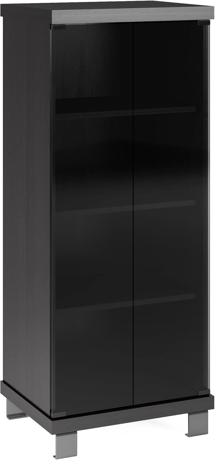Sonax Thc-100-C Holland 20-Inch Wide Ravenwood Black And Glass ... inside Holland 71&quot; Extra Wide Tv And Component Bench, Ravenwood Black