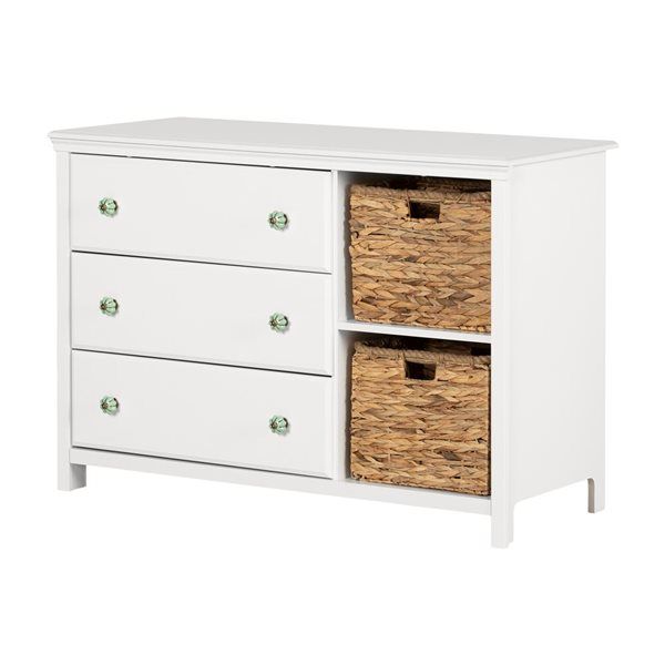 South Shore Balka 47.25-In W Pure White 3-Drawer Transitional Dresser ... in Balka 3-Drawer Dresser With Baskets, Pure White