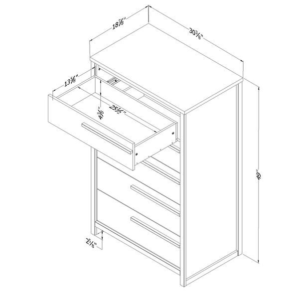 South Shore Furniture Tao 5-Drawer Chest - 30.5-In X 19-In X 49-In ... with Understanding the South Shore Tao 5 Drawer Chest in Natural Walnut