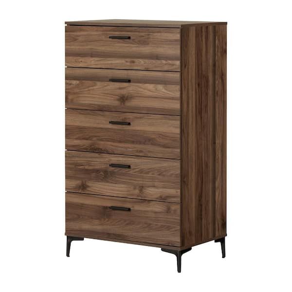 South Shore Musano Natural Walnut 5 Drawers 29 In. Width Chest Of ... within South Shore Tao 5 Drawer Chest In Natural Walnut