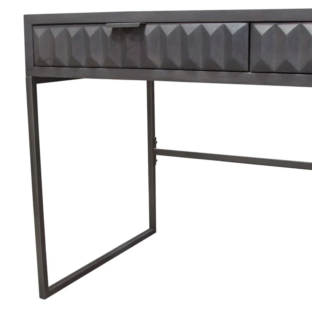 Spectrum 2-Drawer Solid Mango Wood Desk In Smoke Grey Finish W/ Gun ... pertaining to The art of selecting quality dressers for everyday living