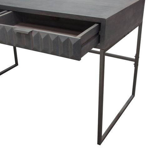 Spectrum 2-Drawer Solid Mango Wood Desk, Smoke Gray With Gun Metal ... for Spectrum 6-Drawer Solid Mango Wood Dresser, Smoke Gray, Gun Metal Finished Legs